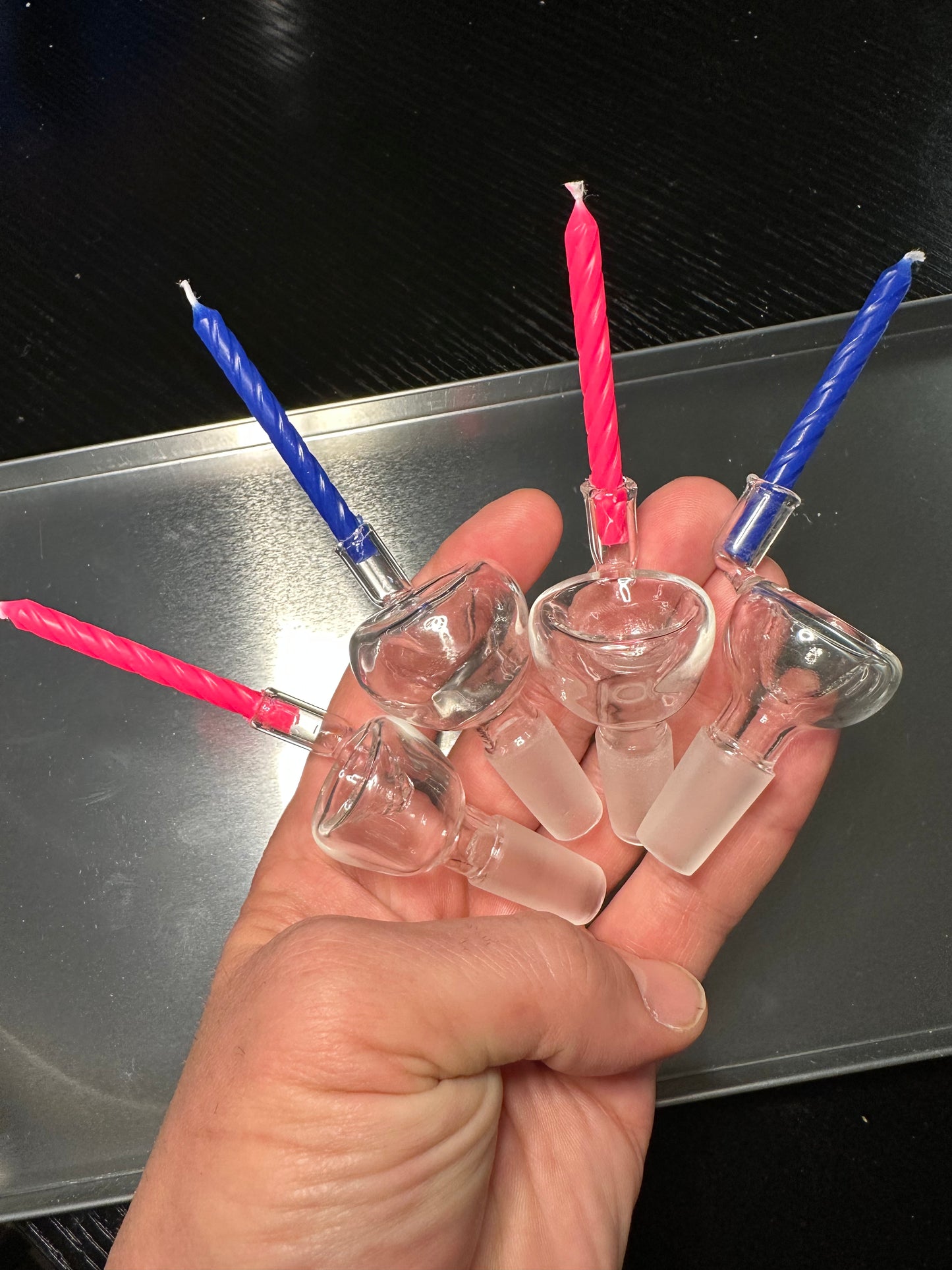 14 ML Candle 🕯️ holder Birthday Bowl , designed by earthsmokesalot2, bowl comes with pink & blue candle!