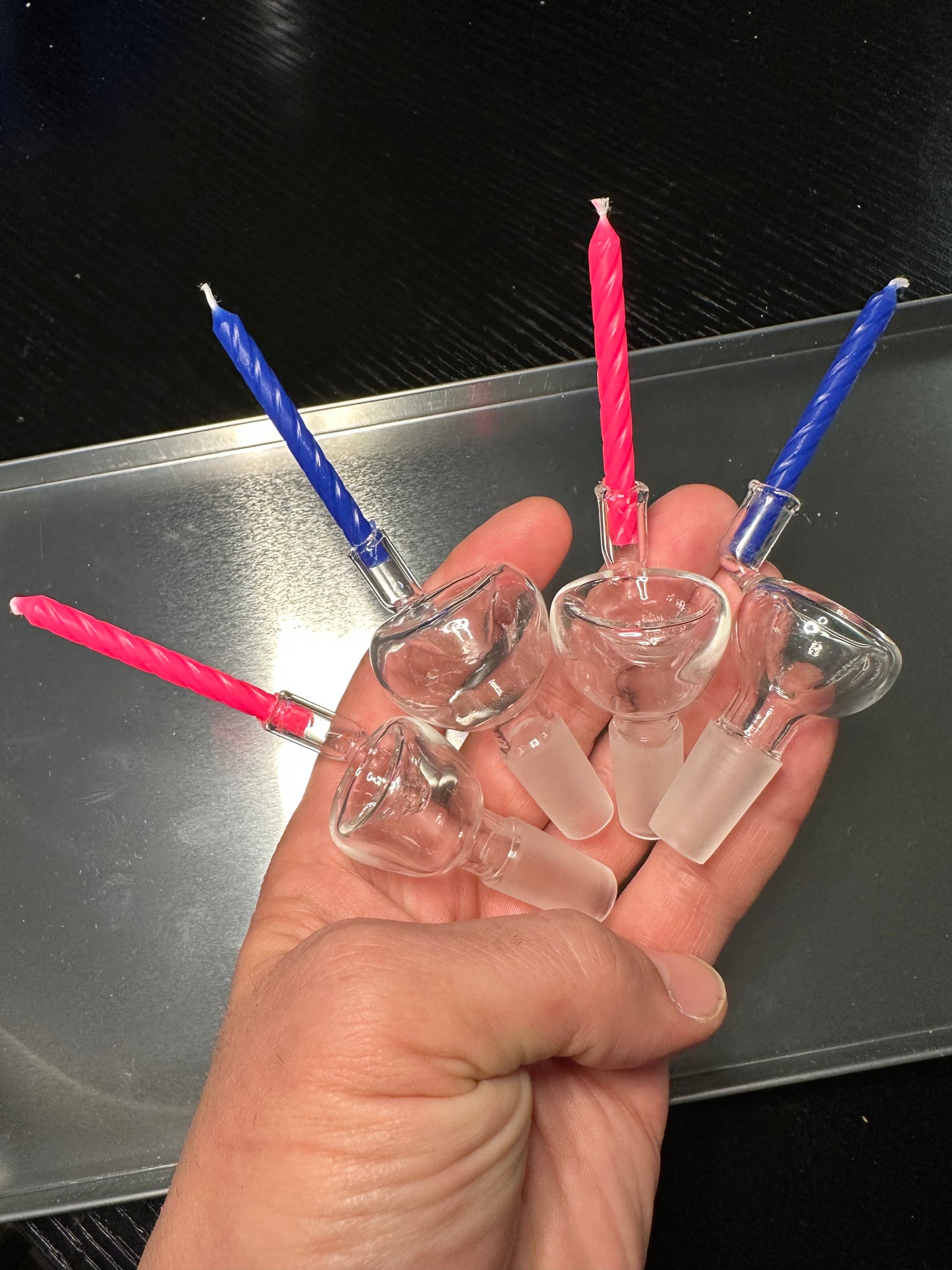 14 ML Candle 🕯️ holder Birthday Bowl , designed by earthsmokesalot2, bowl comes with pink & blue candle!