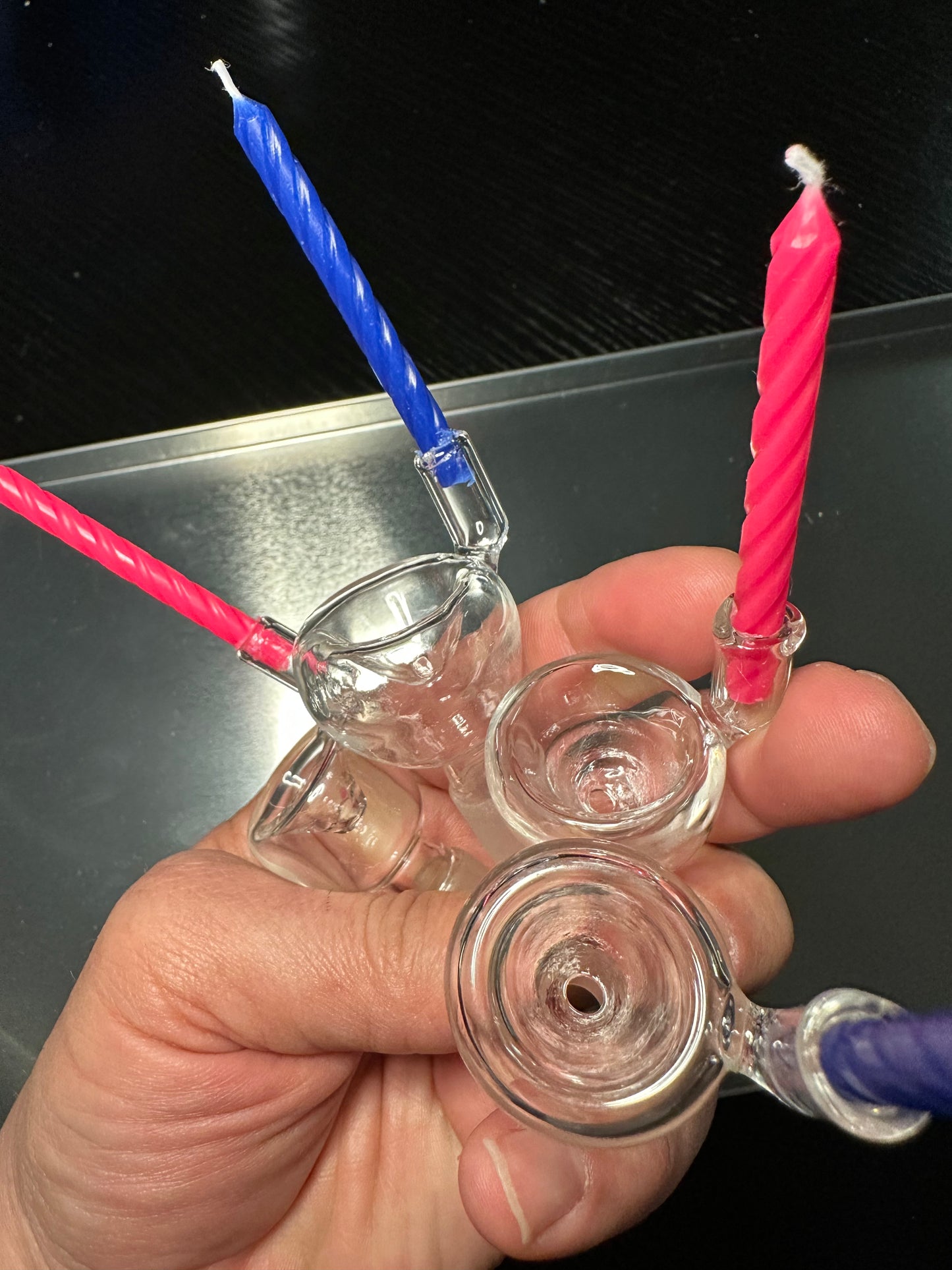 14 ML Candle 🕯️ holder Birthday Bowl , designed by earthsmokesalot2, bowl comes with pink & blue candle!